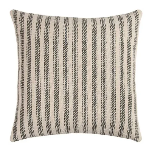 Gray and Natural Ticking Stripe Pillow