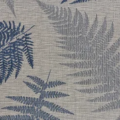 Gray and Navy Falling Ferns Outdoor Area Rug, 5x7