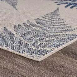 Gray and Navy Falling Ferns Outdoor Area Rug, 5x7