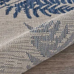 Gray and Navy Falling Ferns Outdoor Area Rug, 5x7