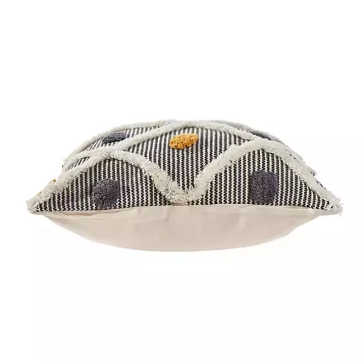 Gray and Orange Tufted Accent Pillow