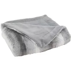 Gray and White Animal Print Faux Fur Throw