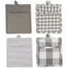 Gray and White Multiprint 4-pc. Pot Holder Set