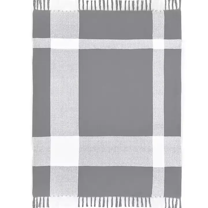 Gray and White Plaid Organic Cotton Throw