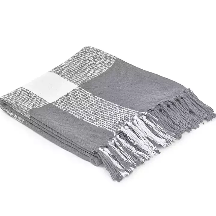 Gray and White Plaid Organic Cotton Throw