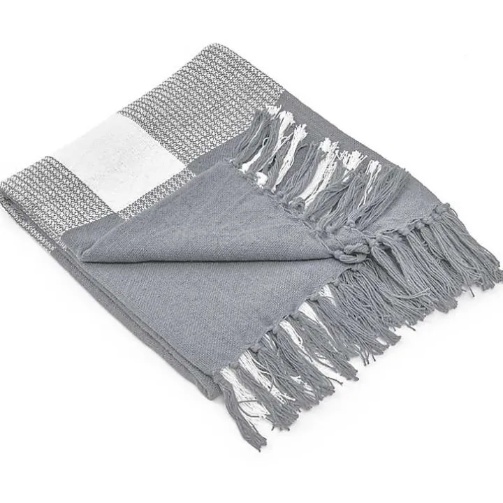Gray and White Plaid Organic Cotton Throw
