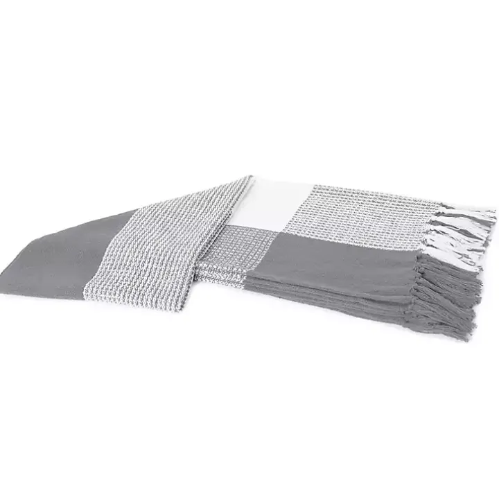 Gray and White Plaid Organic Cotton Throw