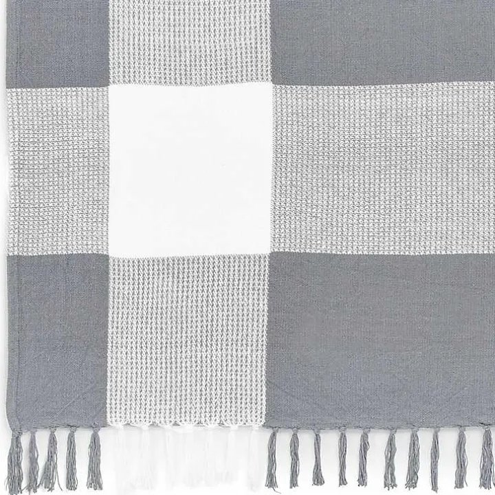 Gray and White Plaid Organic Cotton Throw