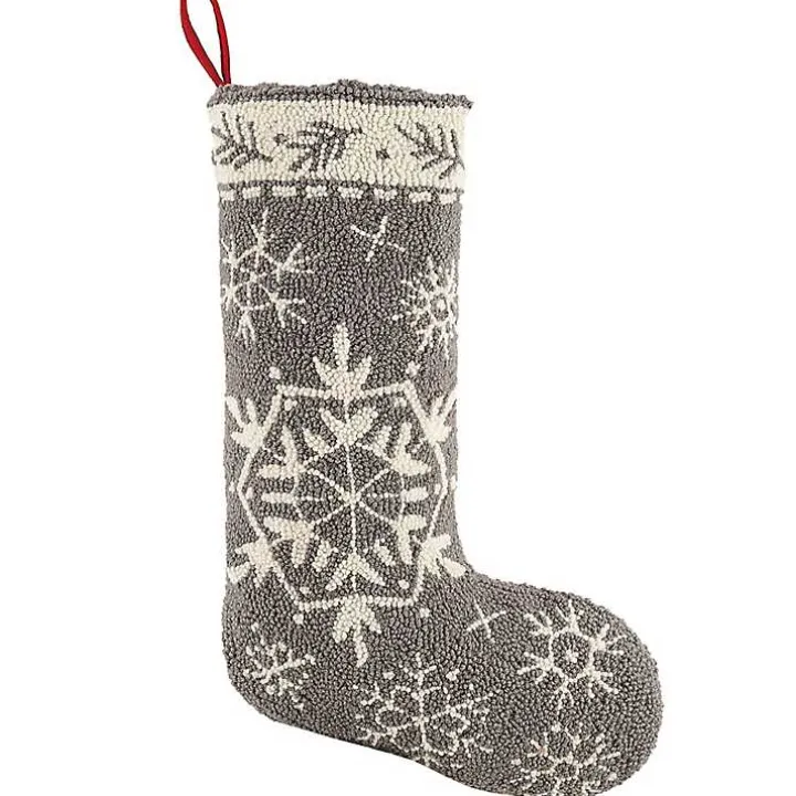 Gray and White Snowflake Stocking