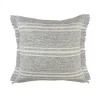 Gray and White Triple Stripe Outdoor Pillow