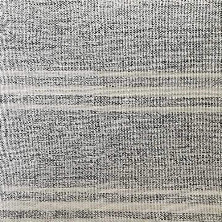 Gray and White Triple Stripe Outdoor Pillow