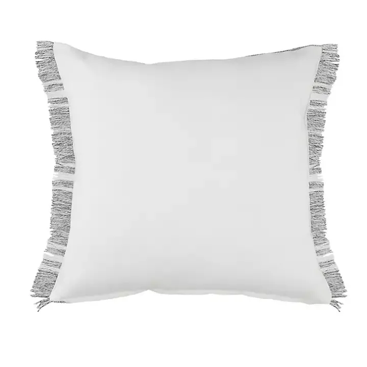 Gray and White Triple Stripe Outdoor Pillow