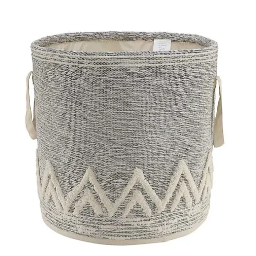 Gray and White Tuft Peaks Storage Basket