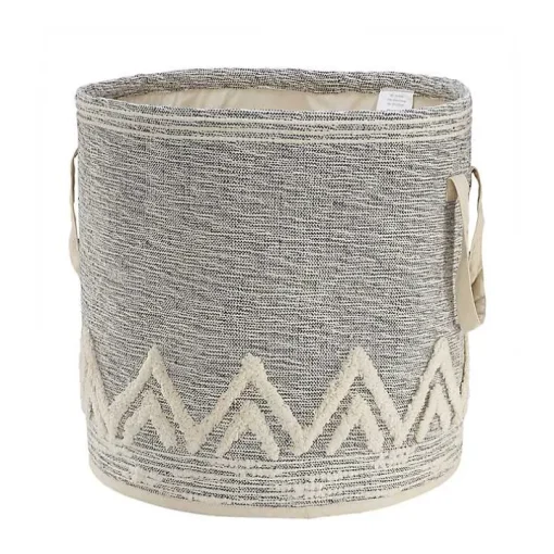 Gray and White Tuft Peaks Storage Basket