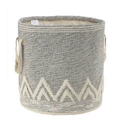 Gray and White Tuft Peaks Storage Basket