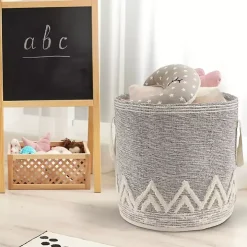 Gray and White Tuft Peaks Storage Basket