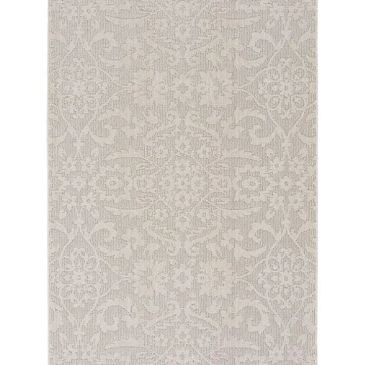 Gray Auckland Damask Outdoor Area Rug, 7x9
