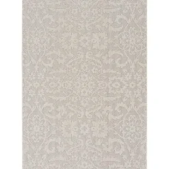 Gray Auckland Damask Outdoor Area Rug, 5x7