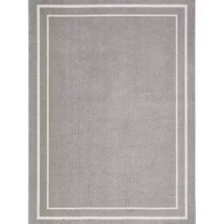 Gray Bordered Indoor/Outdoor Area Rug, 6x9