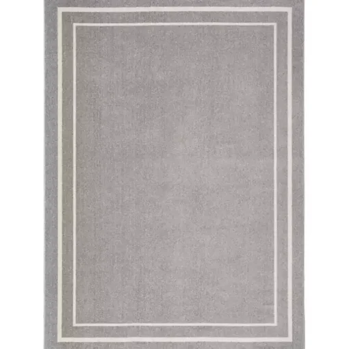 Gray Bordered Indoor/Outdoor Area Rug, 6x9