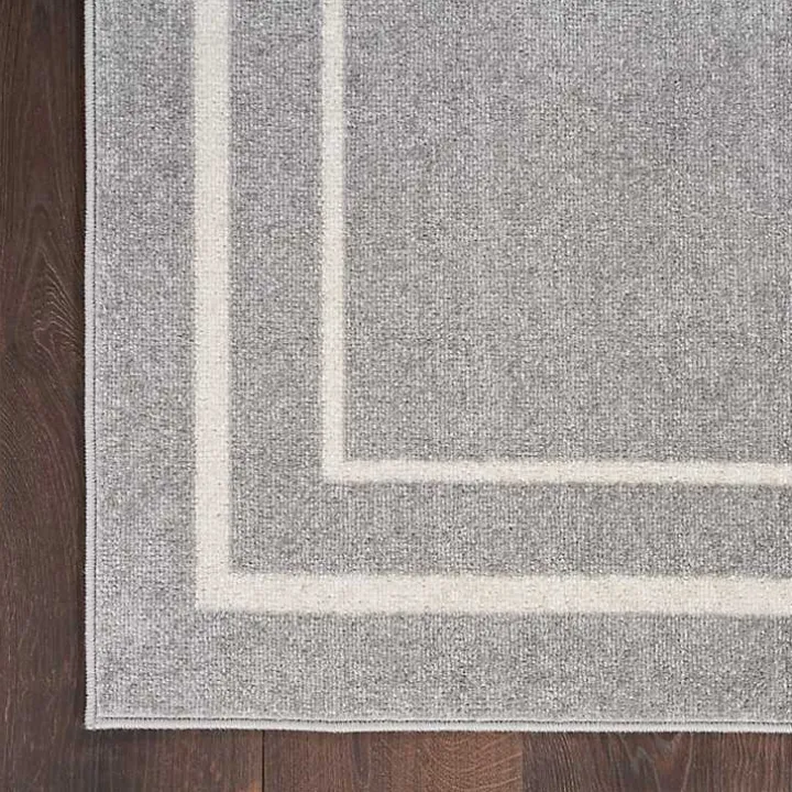 Gray Bordered Indoor/Outdoor Area Rug, 8x10