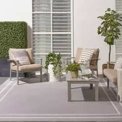 Gray Bordered Indoor/Outdoor Area Rug, 8x10