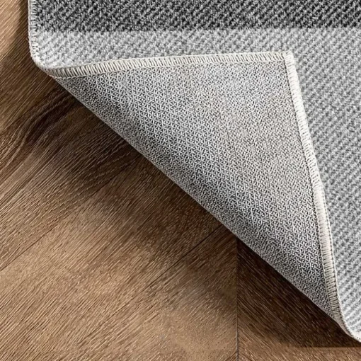 Gray Buffalo Plaid Washable Area Rug, 5x8