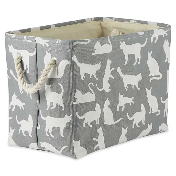 Gray Cats Meow Rectangular Storage Bin, 14 in.