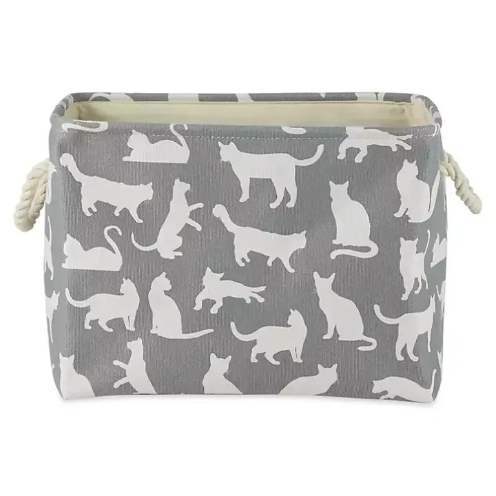 Gray Cats Meow Rectangular Storage Bin, 14 in.