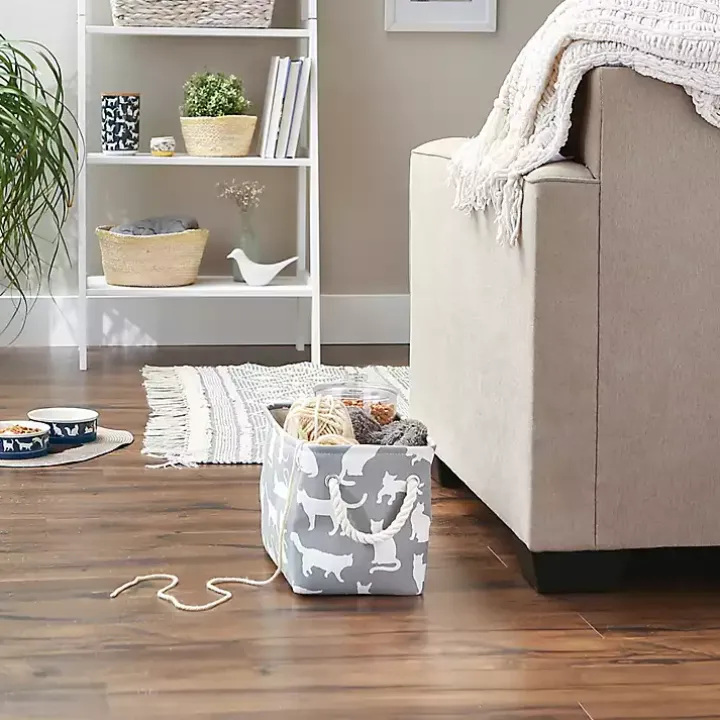 Gray Cats Meow Rectangular Storage Bin, 14 in.
