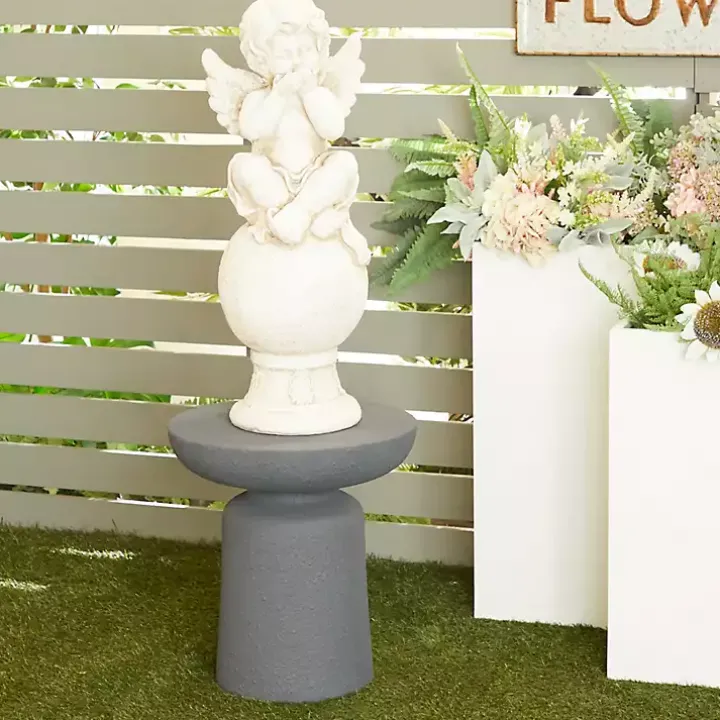 Gray Ceramic Round Top Garden Stool