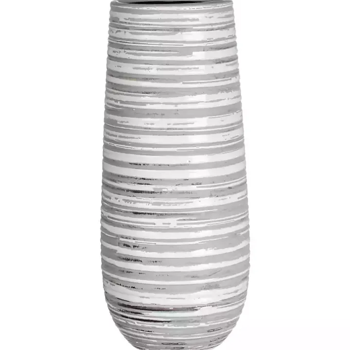 Gray Ceramic Striped Vase