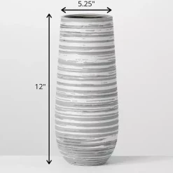 Gray Ceramic Striped Vase