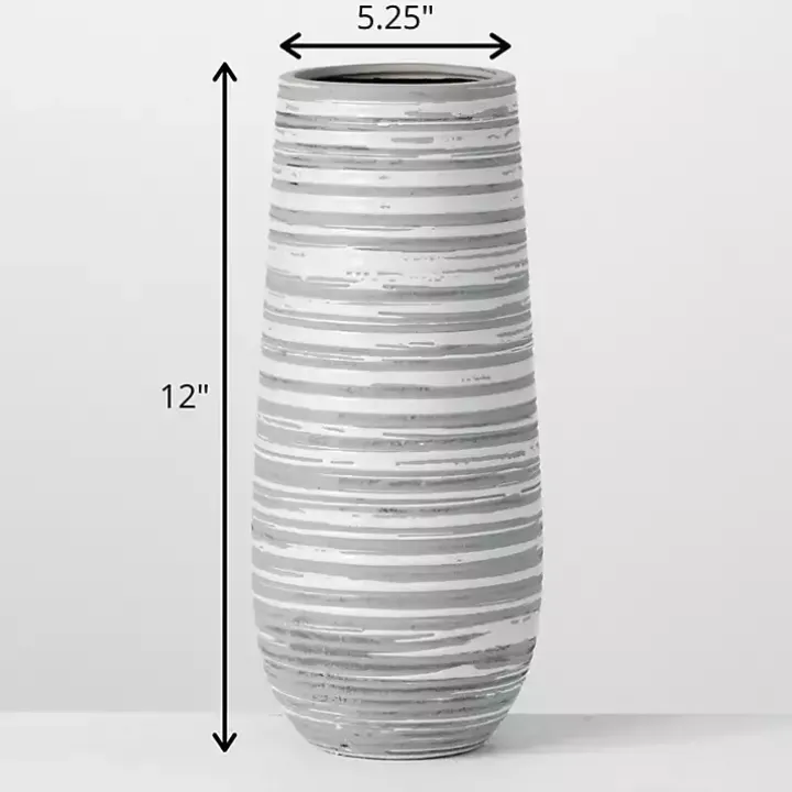Gray Ceramic Striped Vase