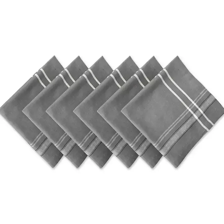 Gray Chambray French Stripe Napkins, Set of 6