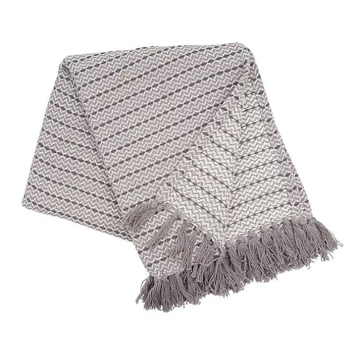Gray Chevron and Dash Throw