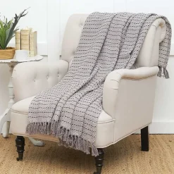 Gray Chevron and Dash Throw