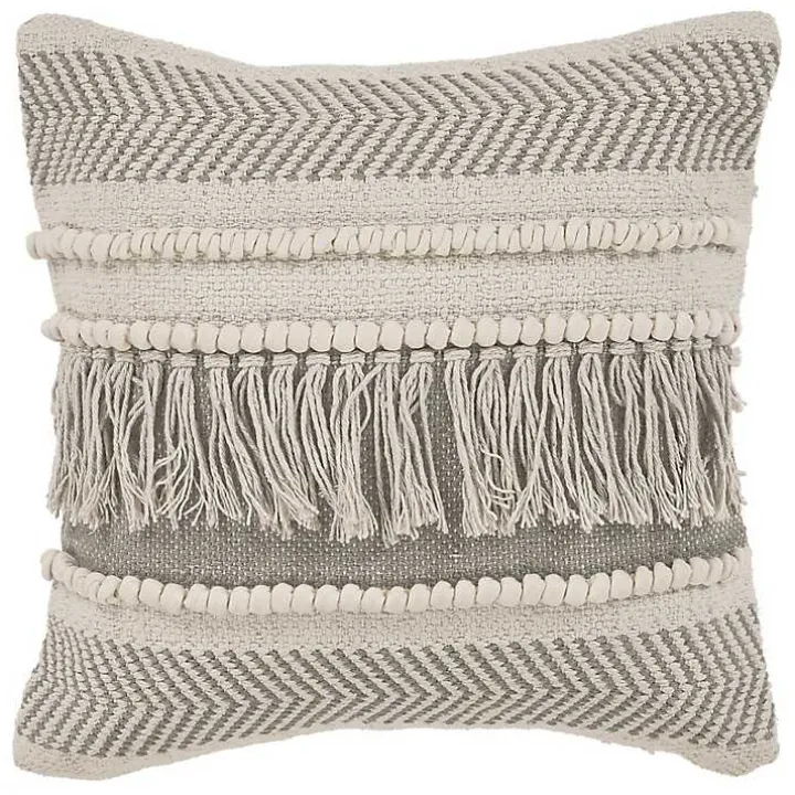 Gray Comfort Fringe Pillow