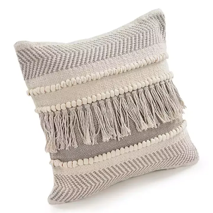 Gray Comfort Fringe Pillow