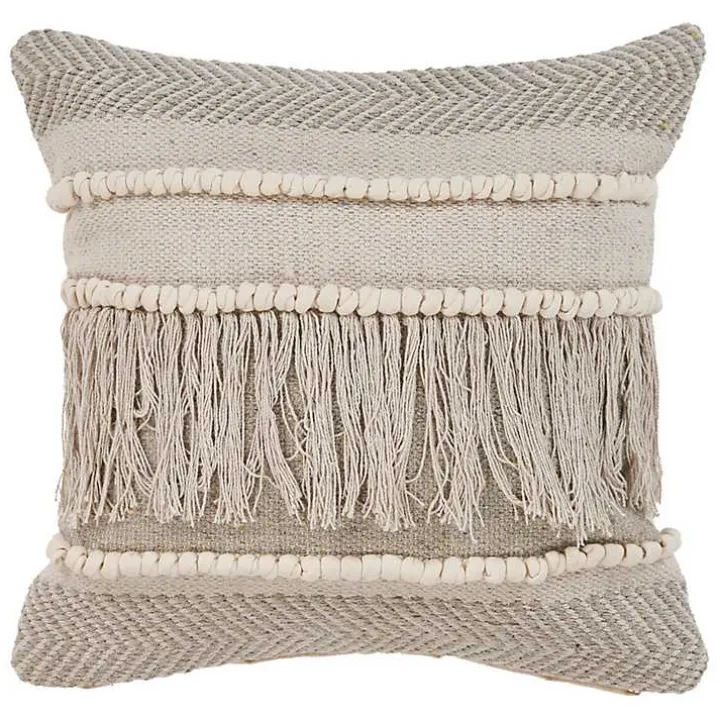 Gray Comfort Fringe Pillow