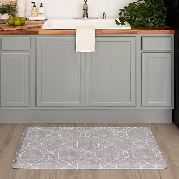 Gray Diamond Cushioned Kitchen Mat
