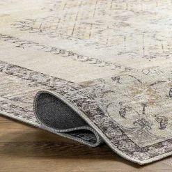 Gray Faded Medallion Washable Area Rug, 5x8