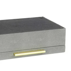 Gray Faux Shagreen Decorative Boxes, Set of 2