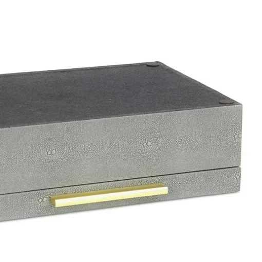 Gray Faux Shagreen Decorative Boxes, Set of 2