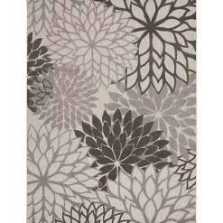 Gray Floral Burst Outdoor Area Rug, 7x10