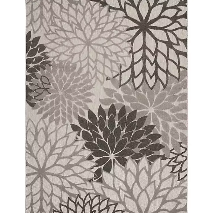 Gray Floral Burst Outdoor Area Rug, 7x10