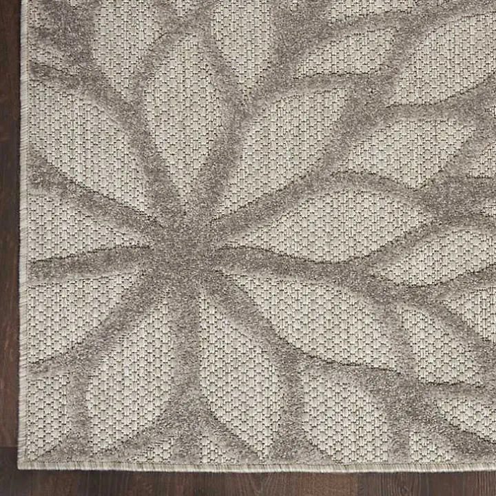 Gray Floral Burst Outdoor Area Rug, 7x10