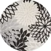 Gray Floral Burst Round Outdoor Area Rug