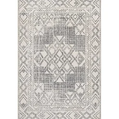 Gray Geometric Medallion Washable Runner