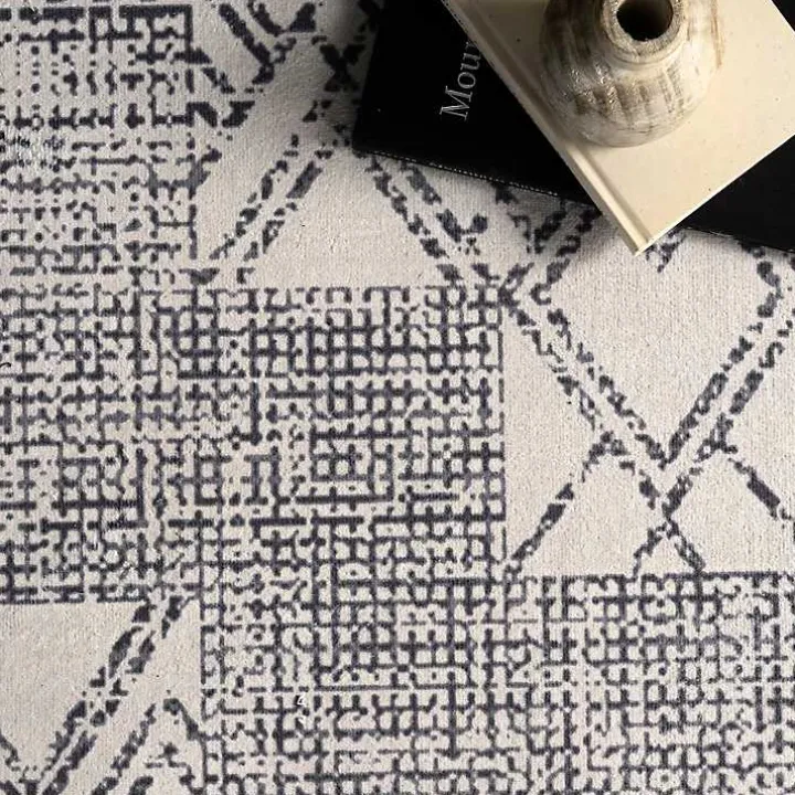 Gray Geometric Medallion Washable Runner